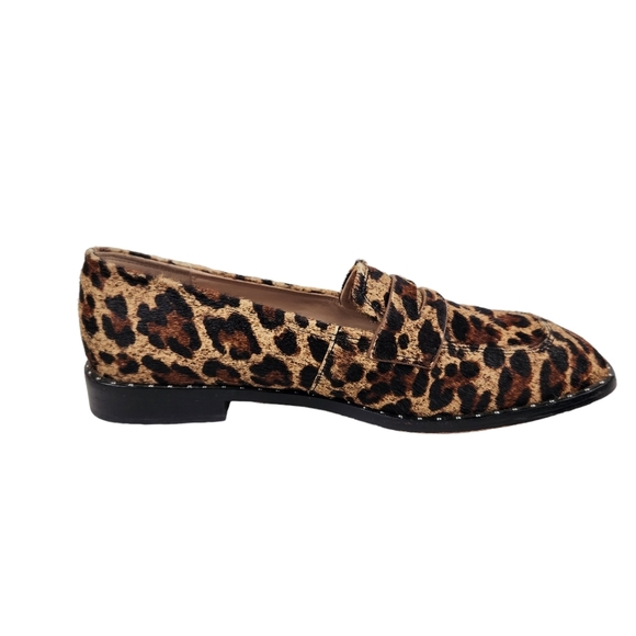 Something Navy Cheetah Leopard Calf Hair Leather Loafers Blogger Women's Size 7 - Picture 6 of 14